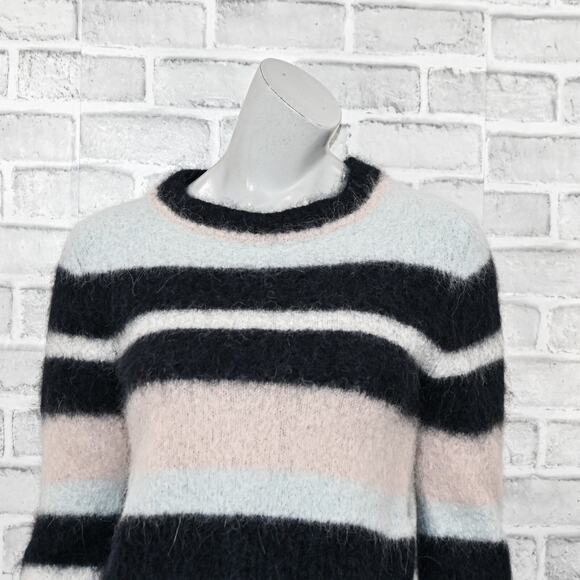 Ba&sh BASH Women's Alpaca blend fuzzy Stripe Lady Pullover Sweater sz Small - Picture 10 of 11